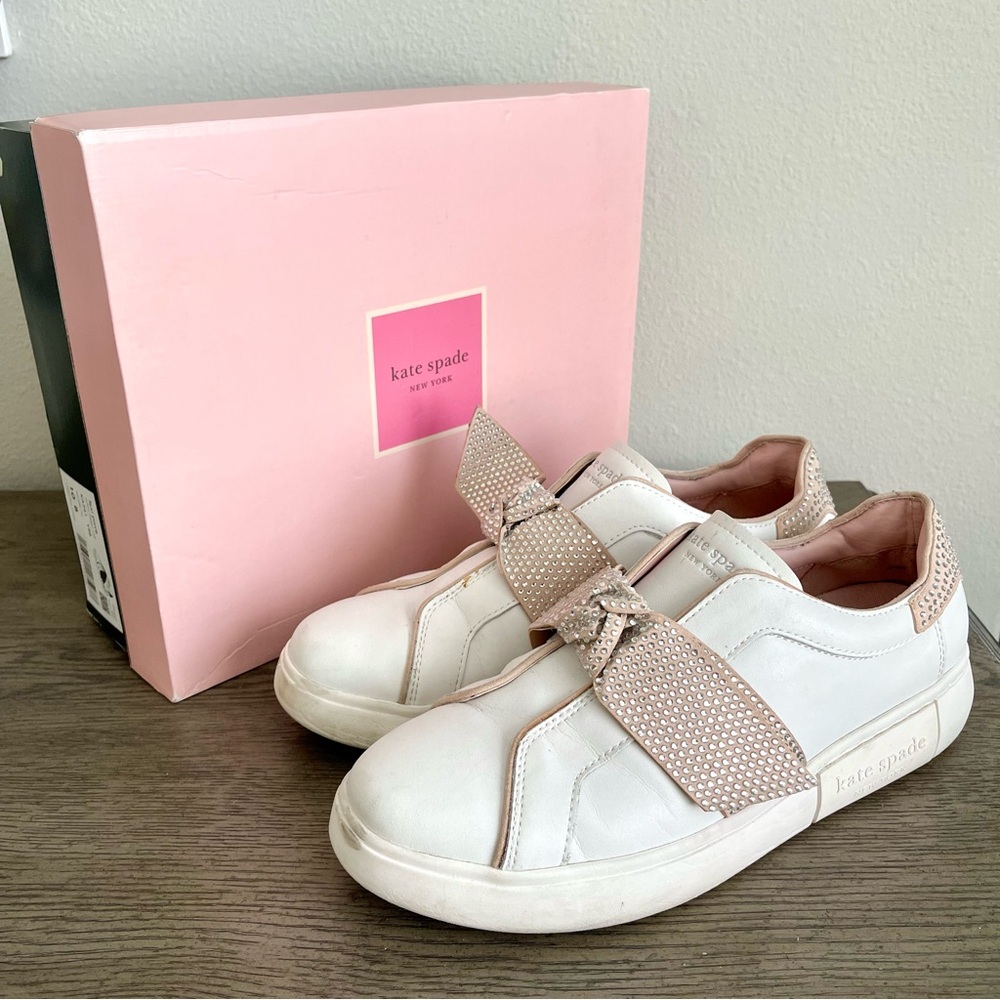 Kate Spade | Women’s Size 10 “Lexi Pave” Action Nappa Calf Sneakers in White/Hay